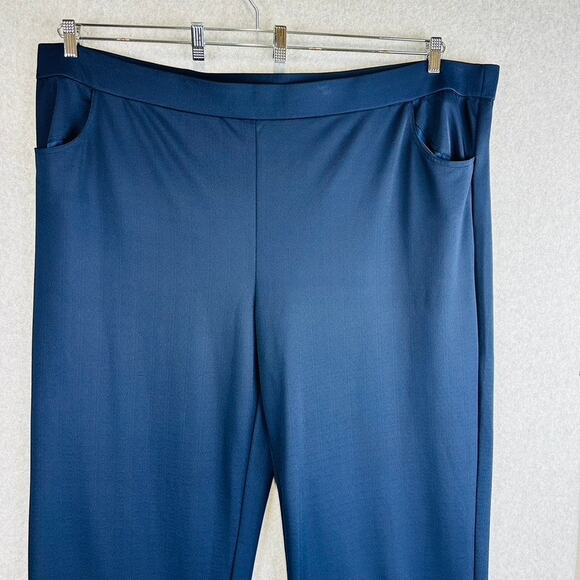 Isaac Mizrahi Live Womans 4XT Tall Plus Pants Pull On Wide Leg Blue Stretch Lace - Picture 2 of 10